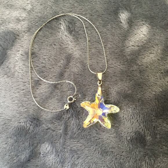 Silver Large Sparkle Star Necklace - Picture 3 of 6